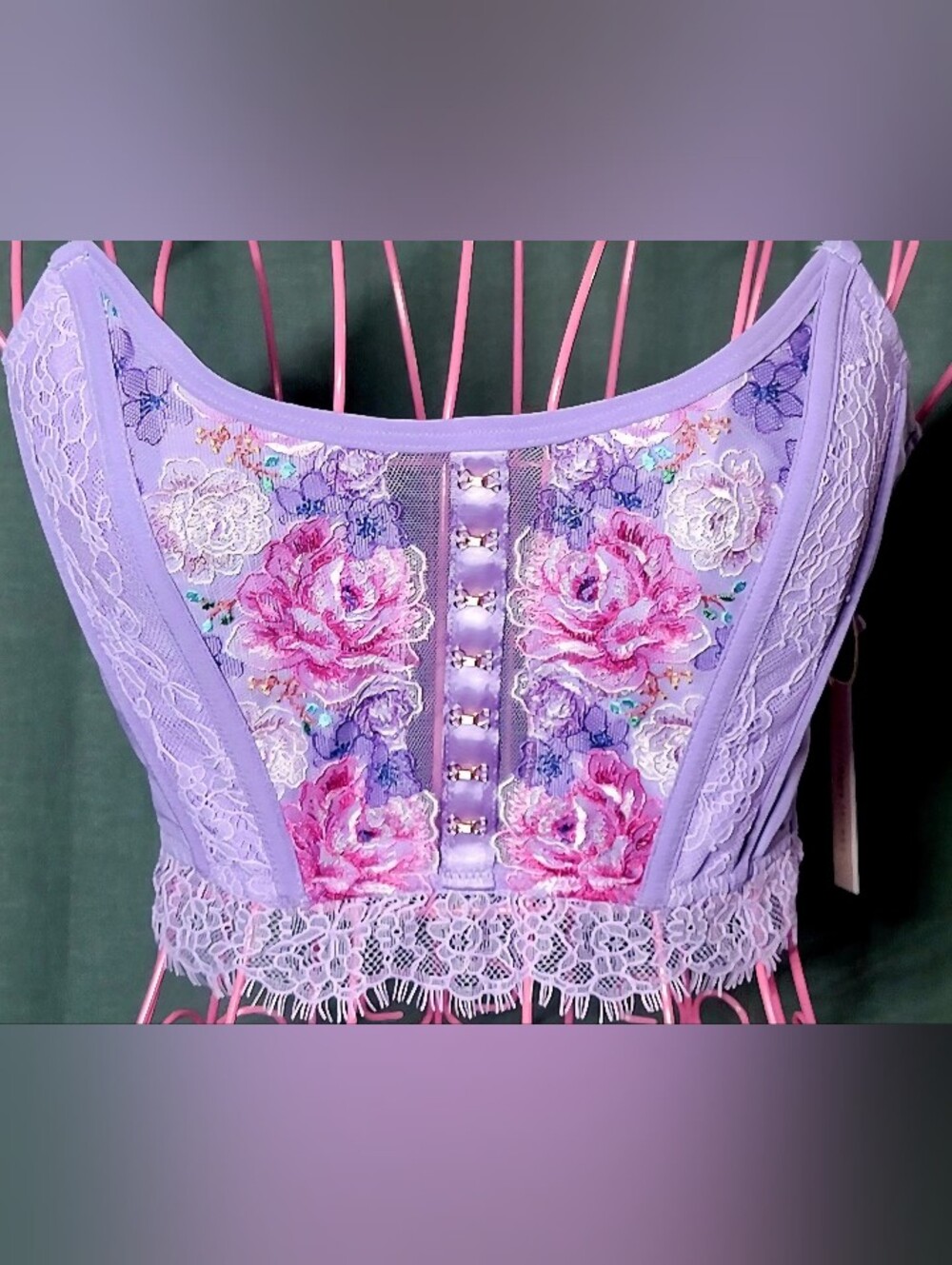 Victoria's Secret Dream Angels Floral Embroidered Strapless Corset Top XS NWT
